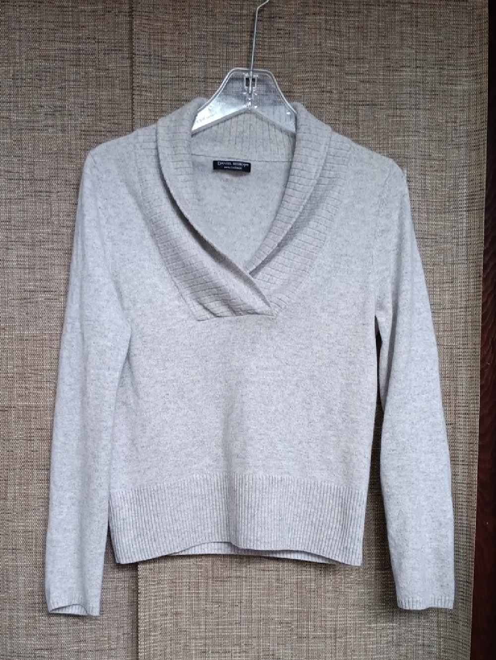Daniel Bishop Shawl Collar CashmerevPullover Sweater - Light Gray